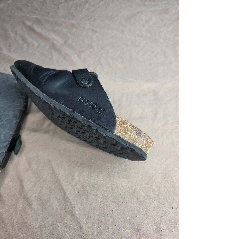 Men's Birkenstock Boston Black Leather Clog Sandals EU 40 Cork